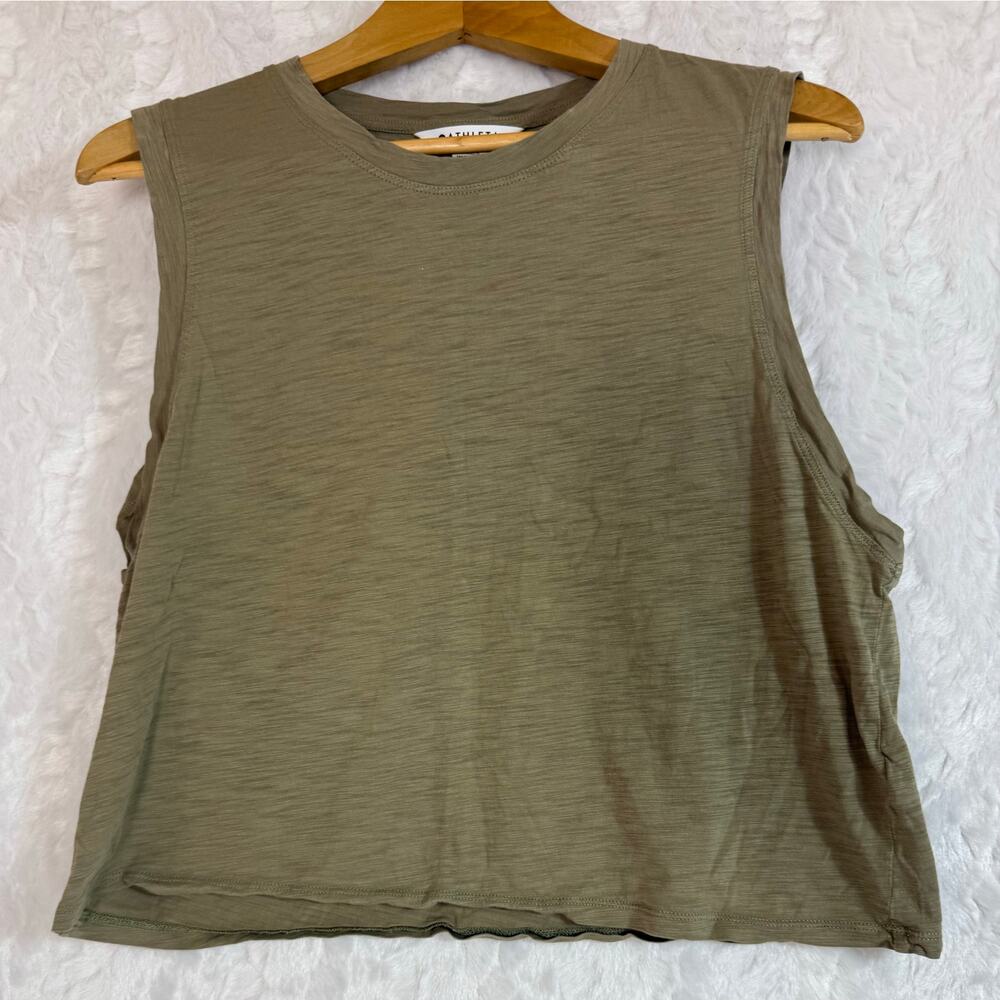 Athleta Olive Green Heather Space Dye Sleeveless Athletic Tank Top Size Medium